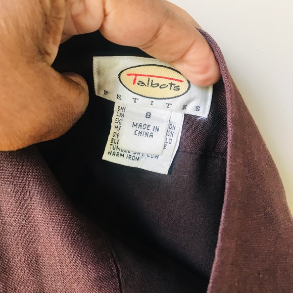 Talbots Petite Brown Linen Appliqué Full Skirt Size 8P - Picture 6 of 6